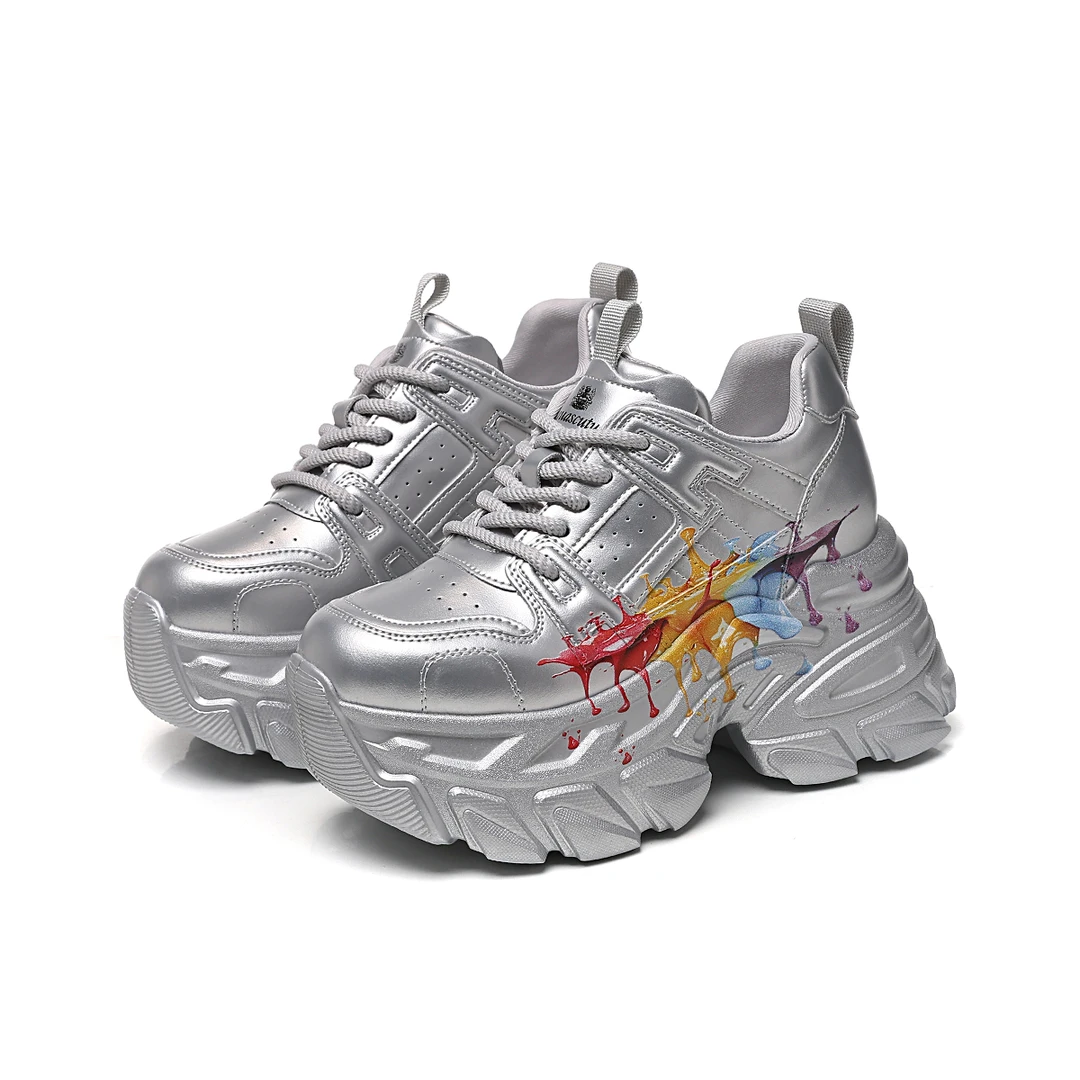 增高10CM2025春季新款女鞋时尚百搭厚底小个子休闲老爹鞋3688