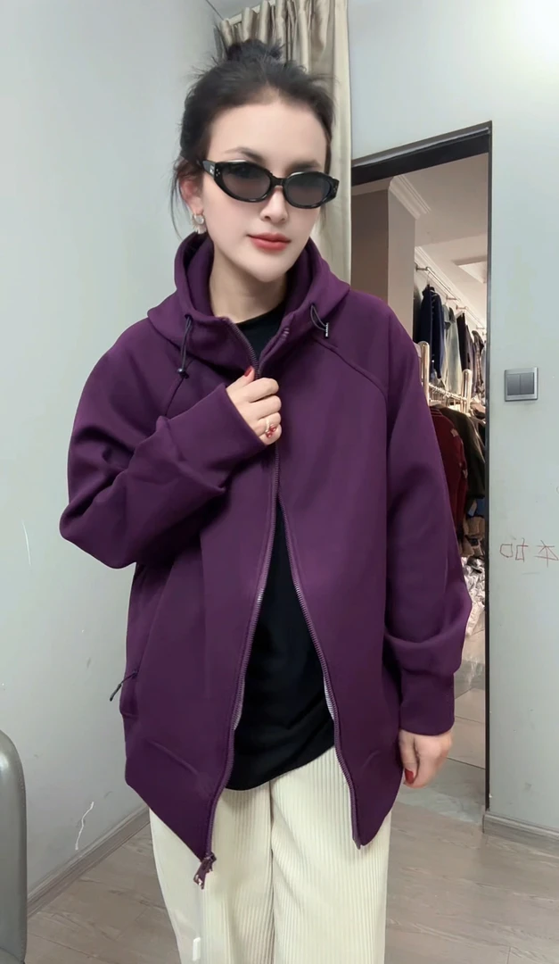 【次卓】男女同款连帽宽松拉链卫衣