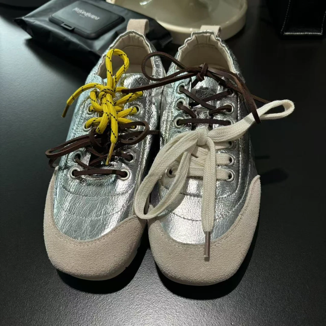 [Janunes Liu]复古拼色系带软底徳训鞋休闲鞋CX1911