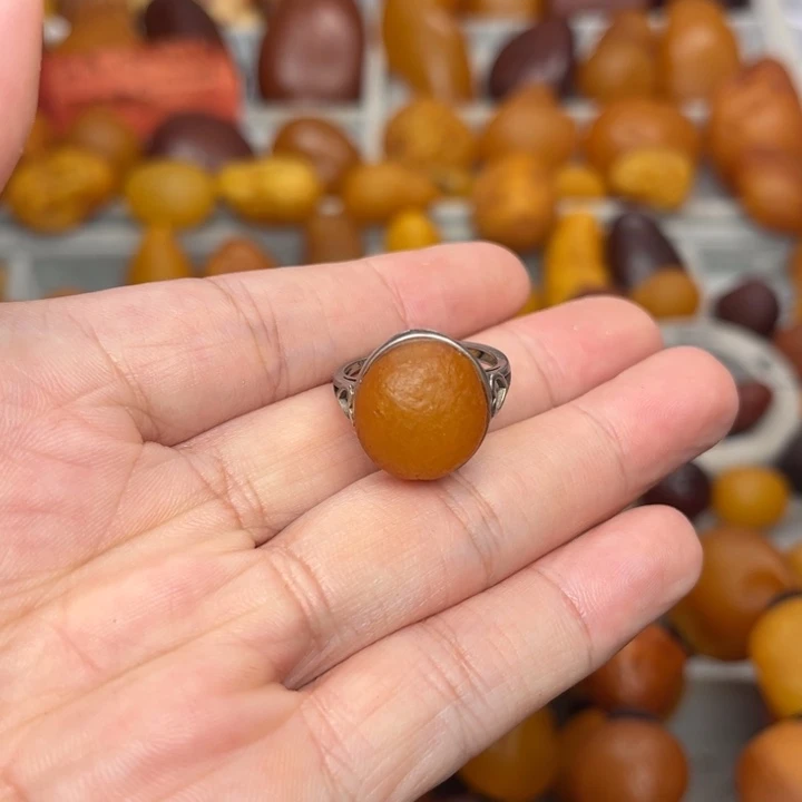 裸石琥珀未镶嵌天然蜜蜡戒指