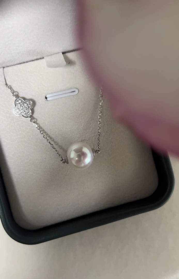 【新人开播福利】天然淡水珍珠手链四叶草锁骨链轻奢11-12mm/s925银