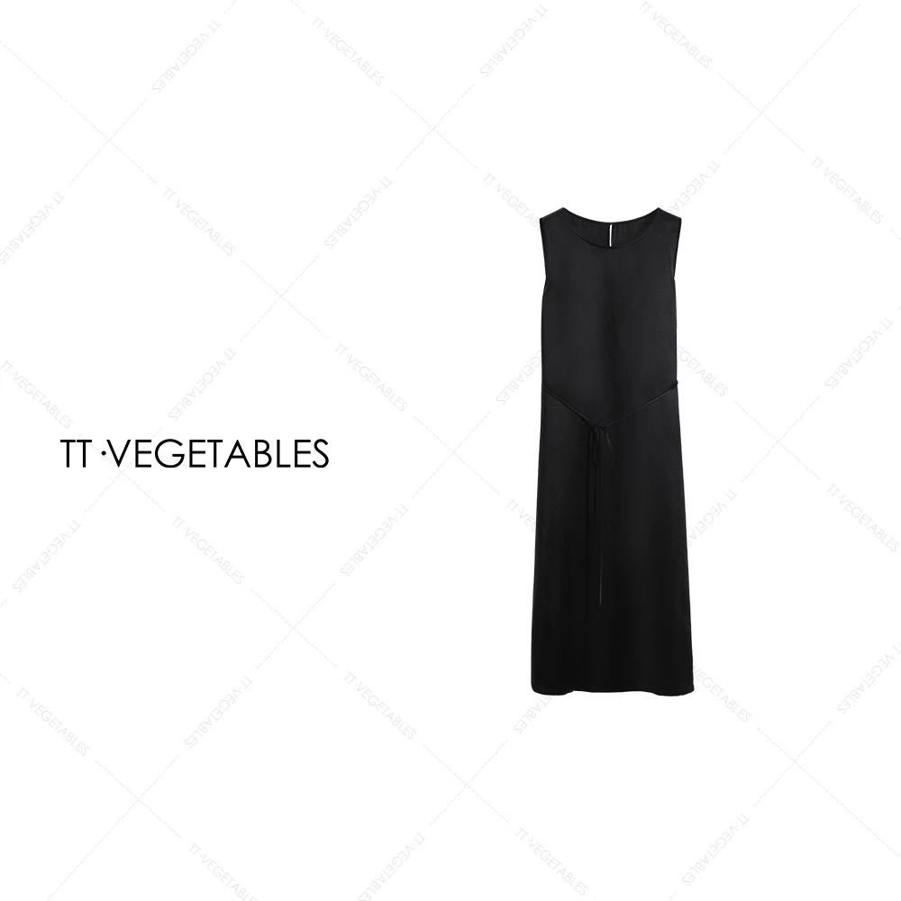 TT・VEGETABLES【序白】林樾 纯色无袖百搭气质显瘦女装连衣裙515947