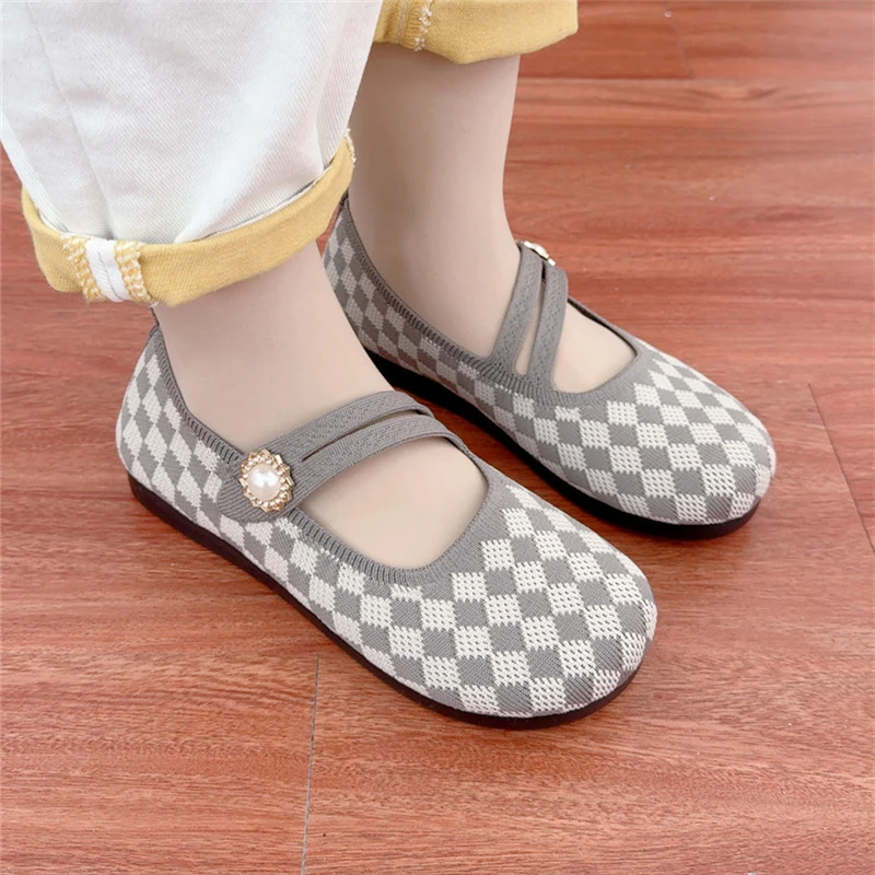 2025春季新款时尚休闲飞织透气女单鞋软底轻便妈妈鞋一脚蹬懒人鞋