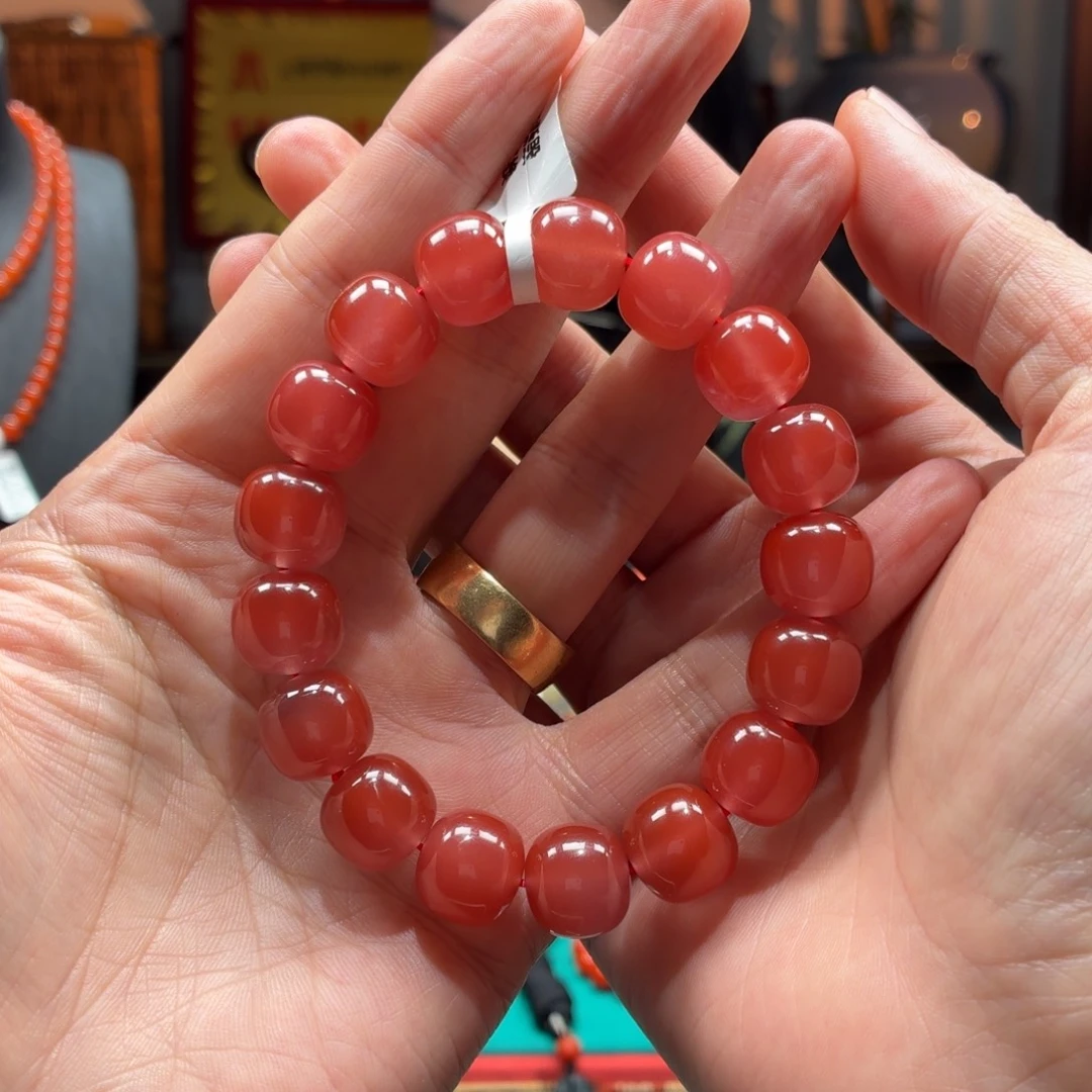 南红玛瑙未镶嵌手串原矿保山杨柳水红手串卡12+
