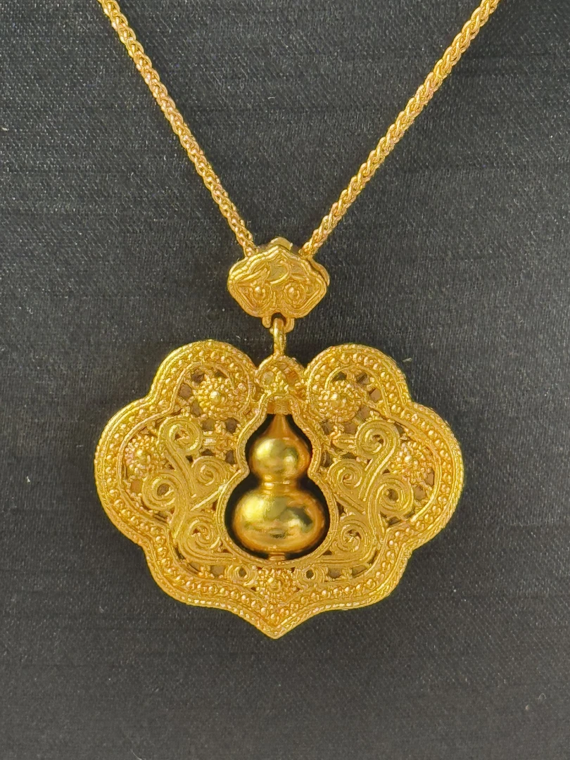 铜合金项链 古法花丝祥云如意葫芦点钻可旋转福禄送女友礼物饰品