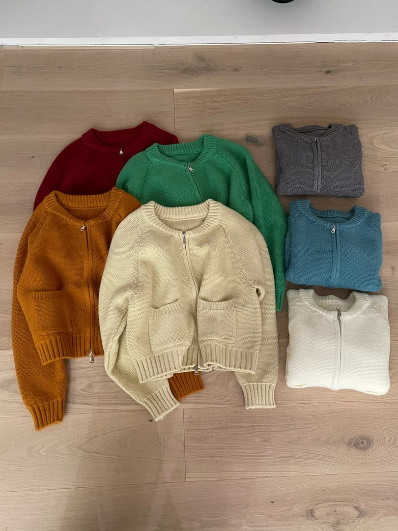 韩系纯色毛衣拉链开衫 2002