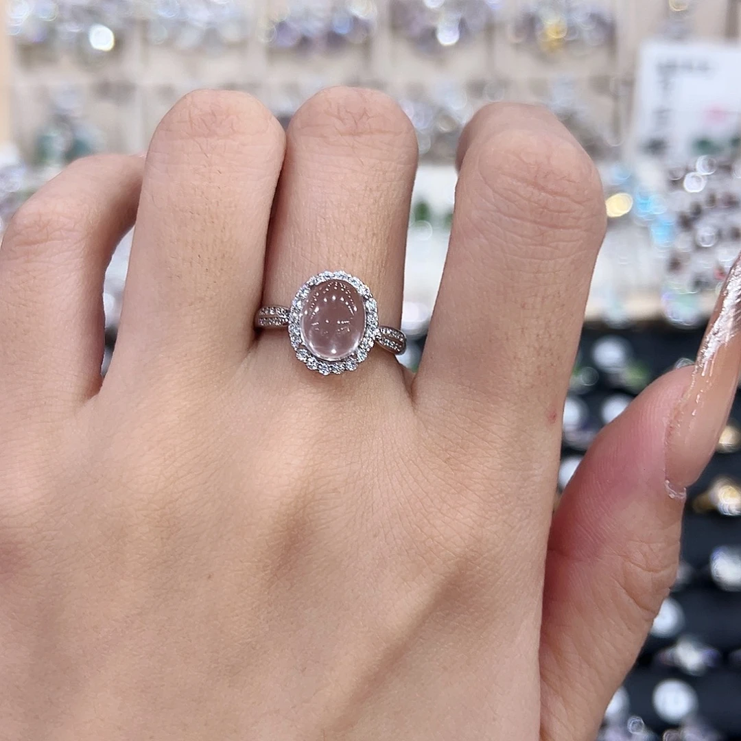 琦***ᵕ银S925镶嵌芙蓉石戒指