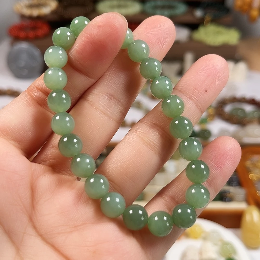 和田玉未镶嵌手链粉青08