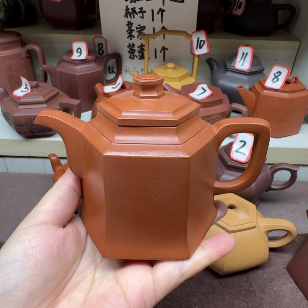 茶壶朱泥全手工六方金宗250cc瑕疵