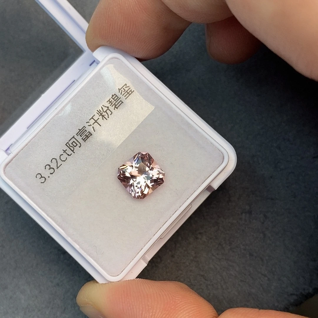 碧玺珠宝半成品未镶嵌3.32ct 阿富汗 樱花粉