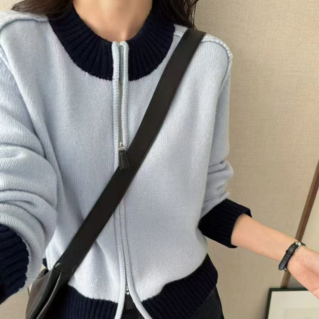 2025新款毛衣开衫外套女秋冬韩系拉链修身外搭气质针织衫上衣3739