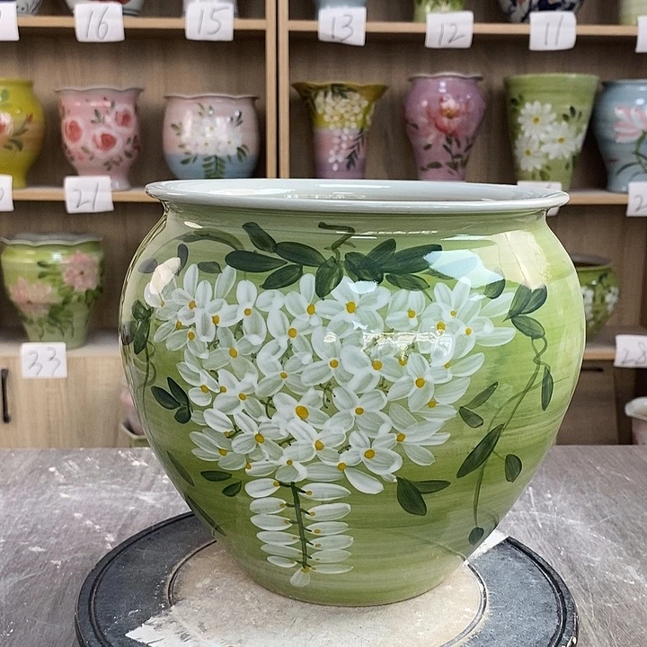 摆件15xc景德镇陶瓷花盆微瑕
