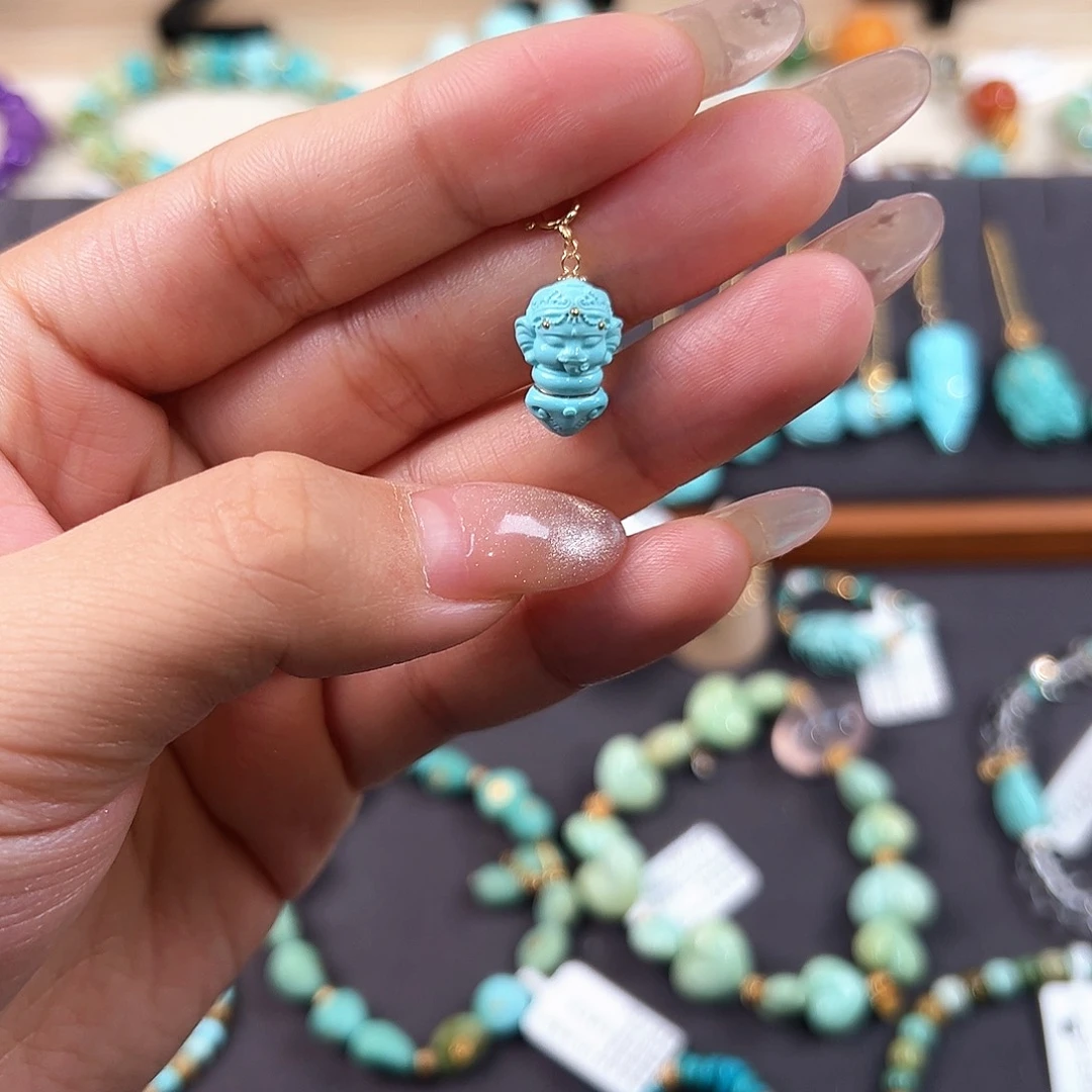 绿松石18K金镶嵌象神杵小滴溜