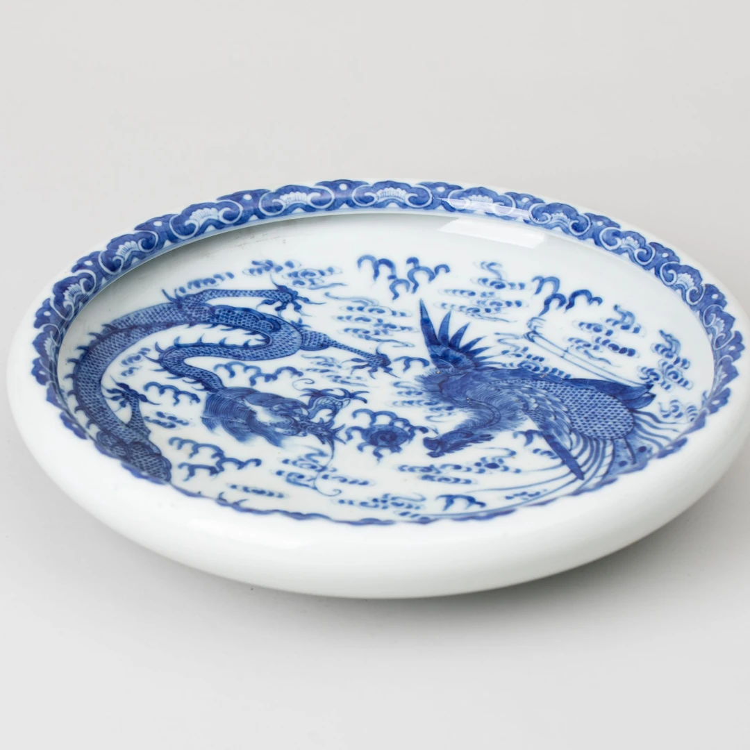 【古董】29、民国  青花龙凤呈祥如意镗锣洗