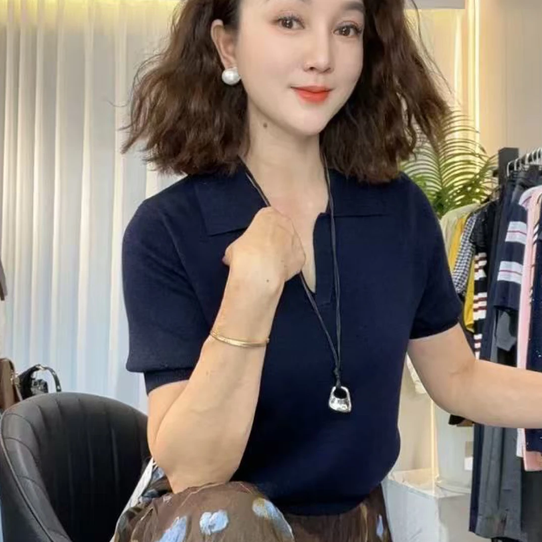 NFM女驸马新款时尚极简风翻领针织衫80188