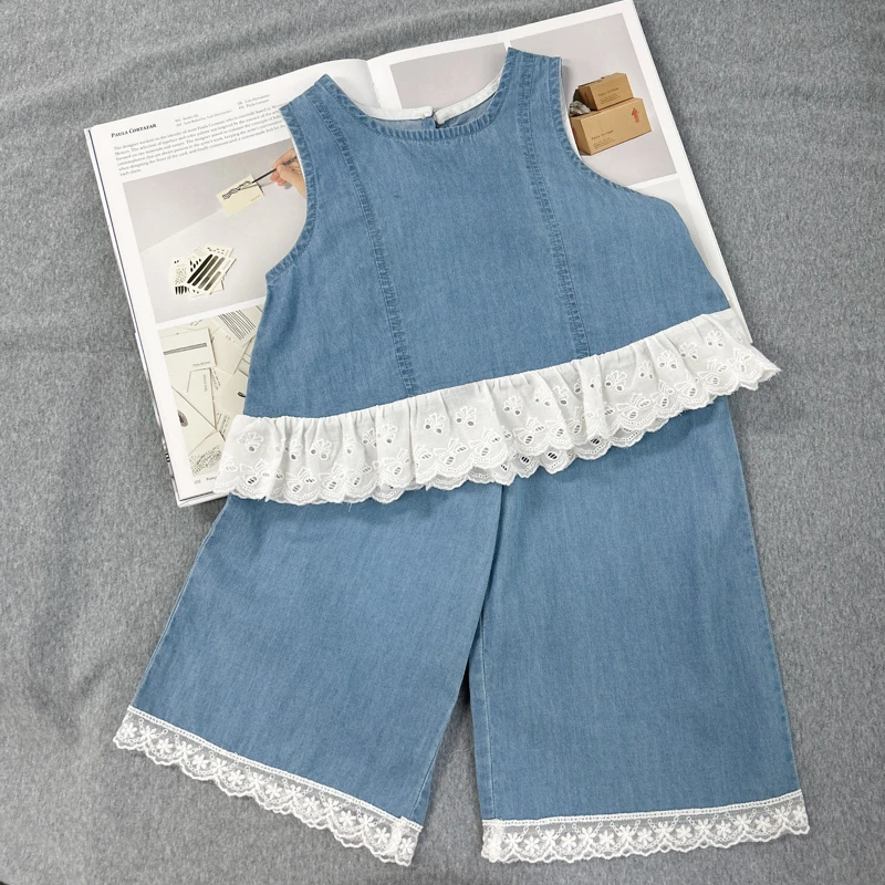 【莱赛尔无袖套装 小洛妈咪】婴儿装男女童背心套装夏装宝宝夏E16