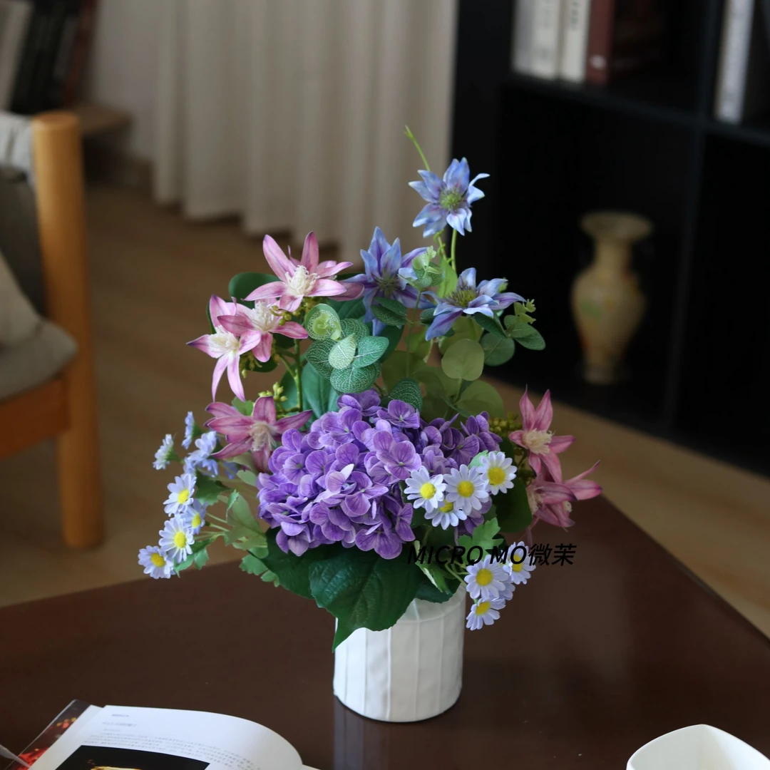 紫檀.假花仿真花.餐桌花轻奢高级感摆件家居装饰摆设