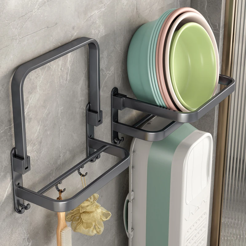 可折叠脸盆收纳架免打孔浴室盆架家用卫生间厕所壁挂盆子置物神器