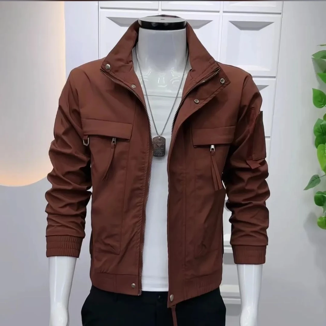 255春秋立领男士夹克修身潮牌上衣网红同款时尚青年百搭外套潮流