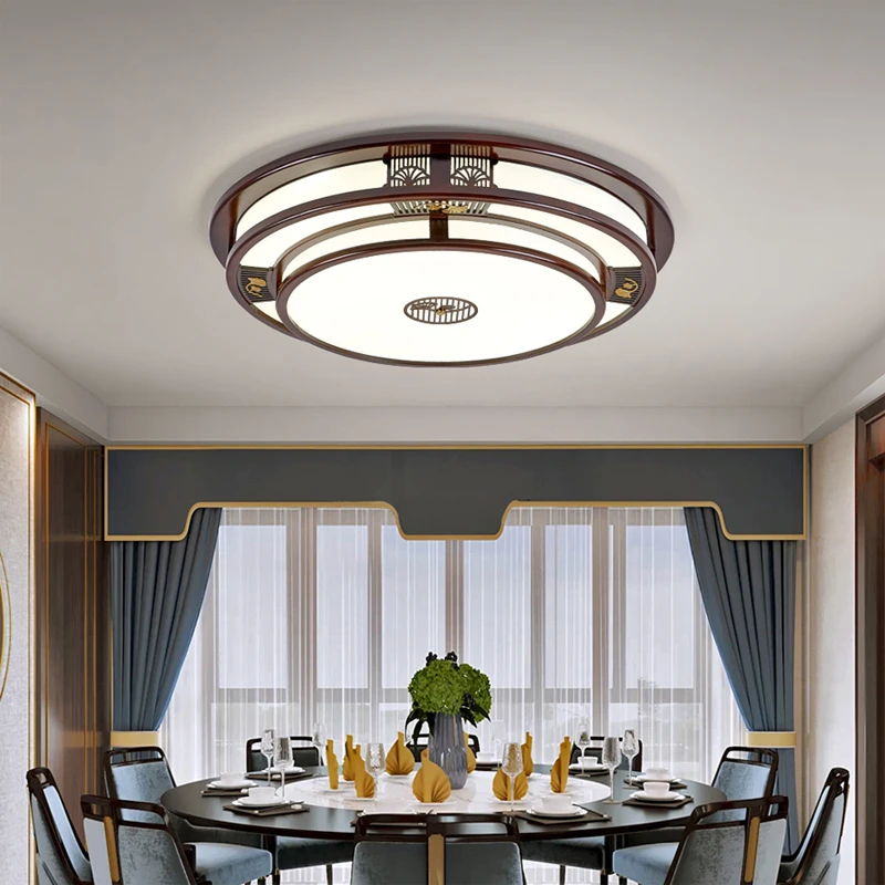 新中式灯具客厅灯实木中式吸顶灯套餐仿古中国风现代餐厅卧室灯饰