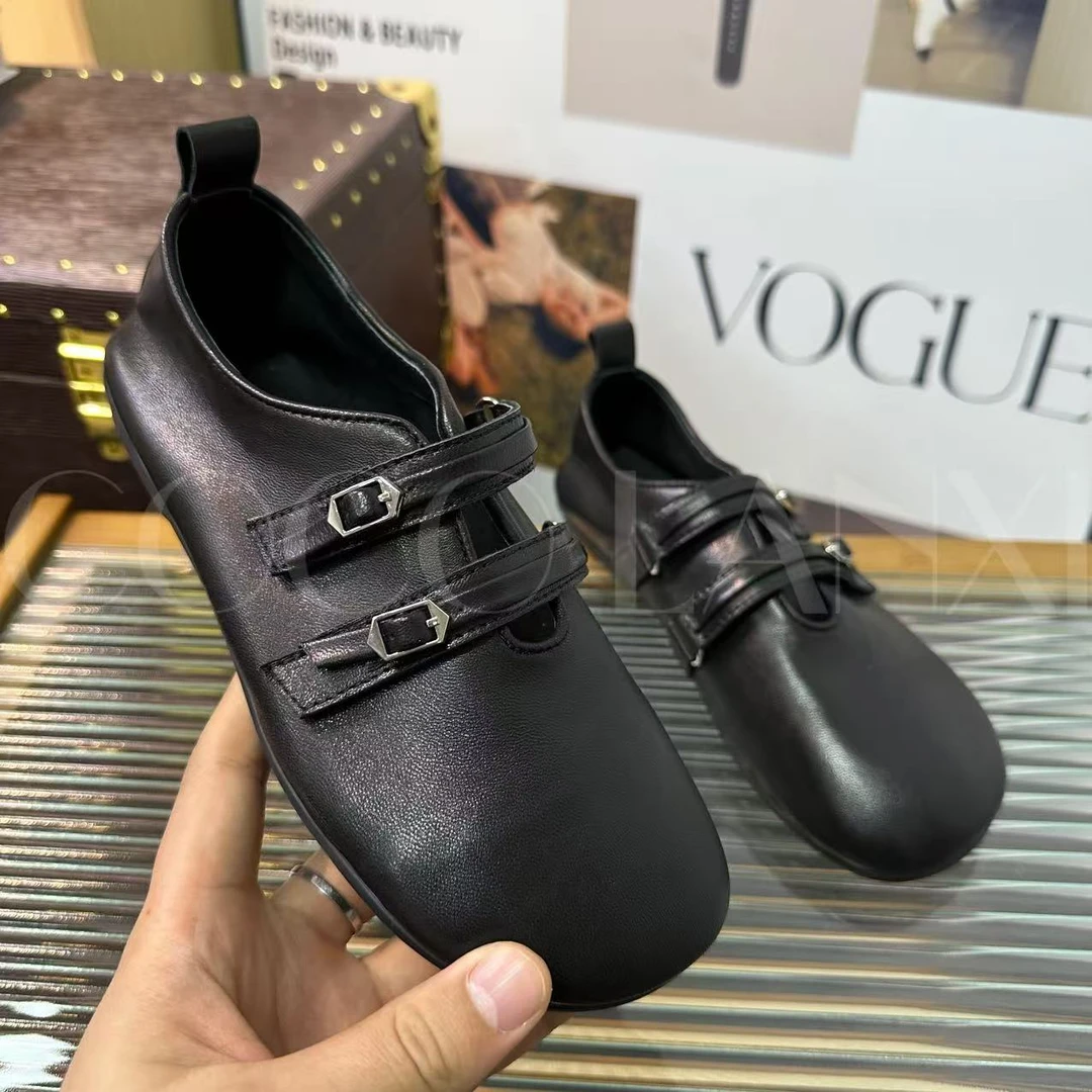 【若家】时尚百搭黑色包头方头低跟气质小单鞋25DX054LX