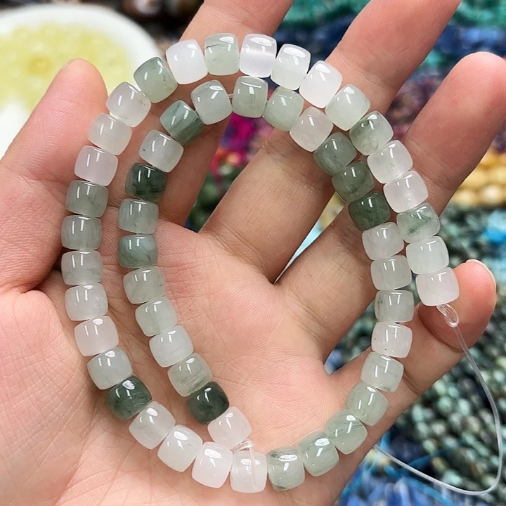 未镶嵌玛瑙/玉髓珠宝半成品卡8天山翠老型珠一条