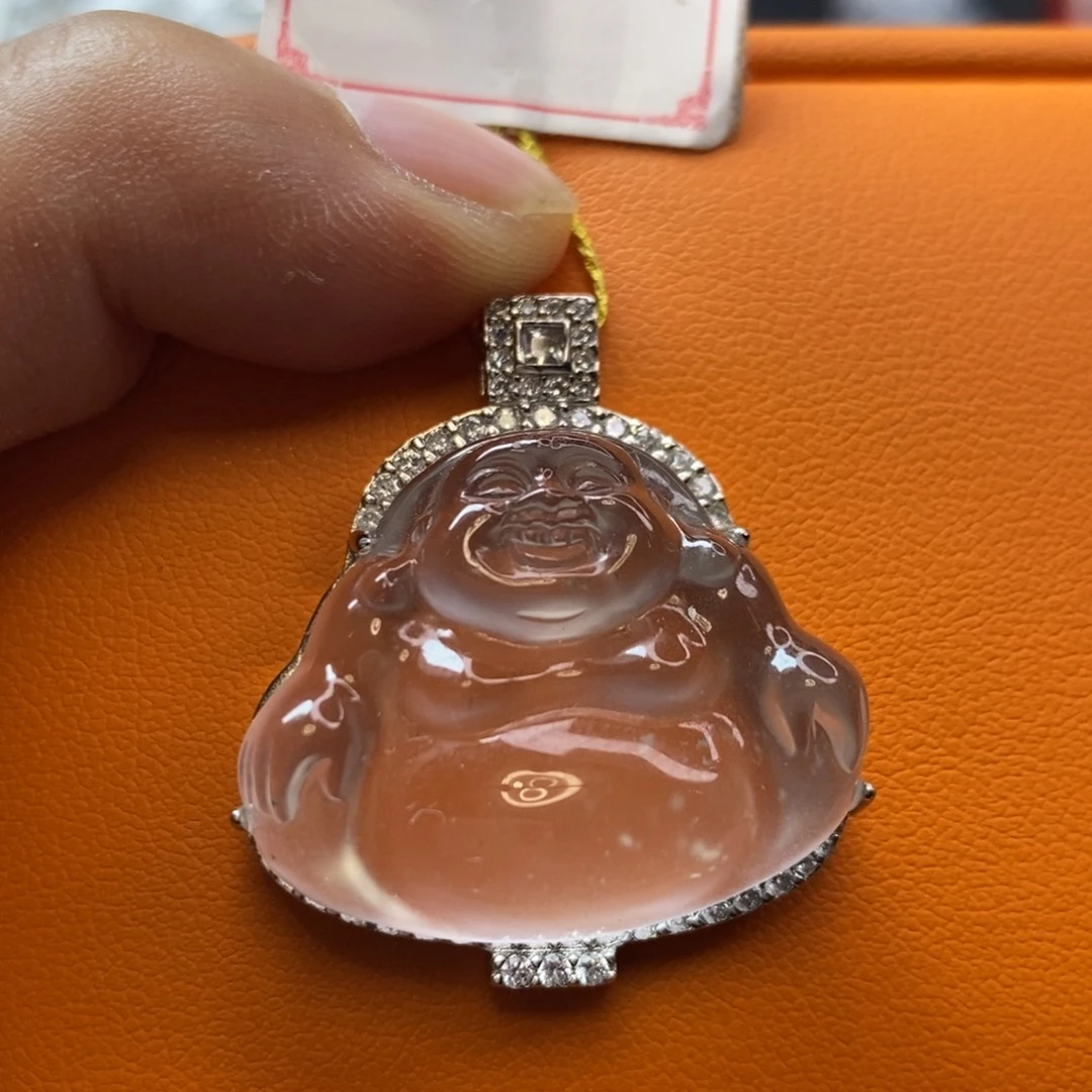 石英质玉银S925镶嵌吊坠