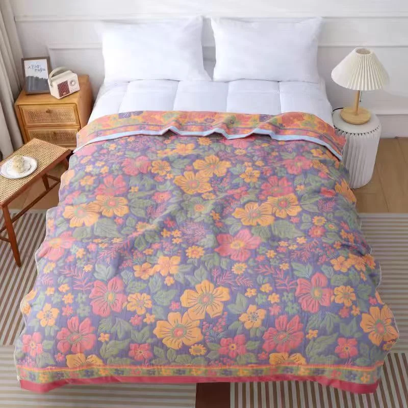 【绿野仙踪】--200*230彩棉色织提花多层纱布床盖