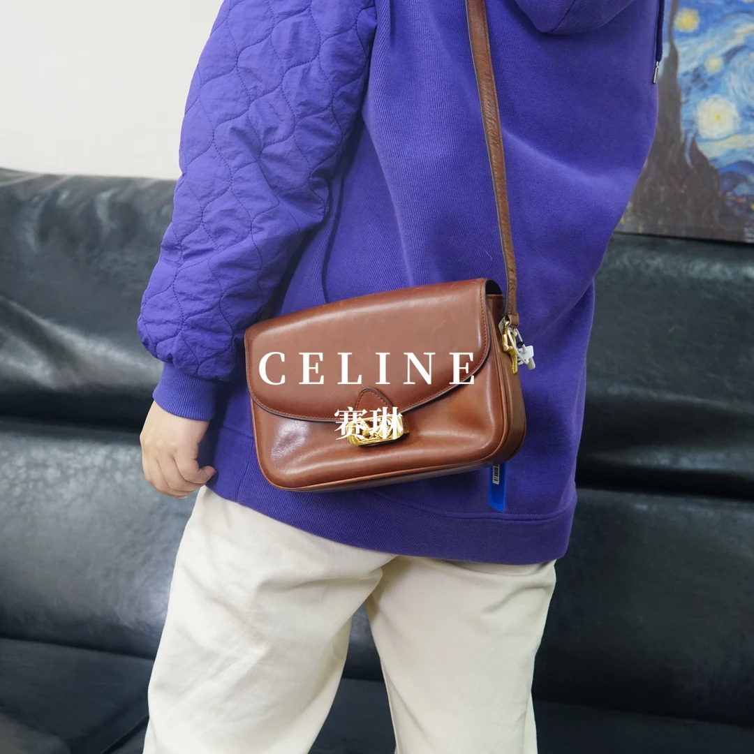 95新 Celine/思琳 棕色斜挎包/PJ09103512/3512