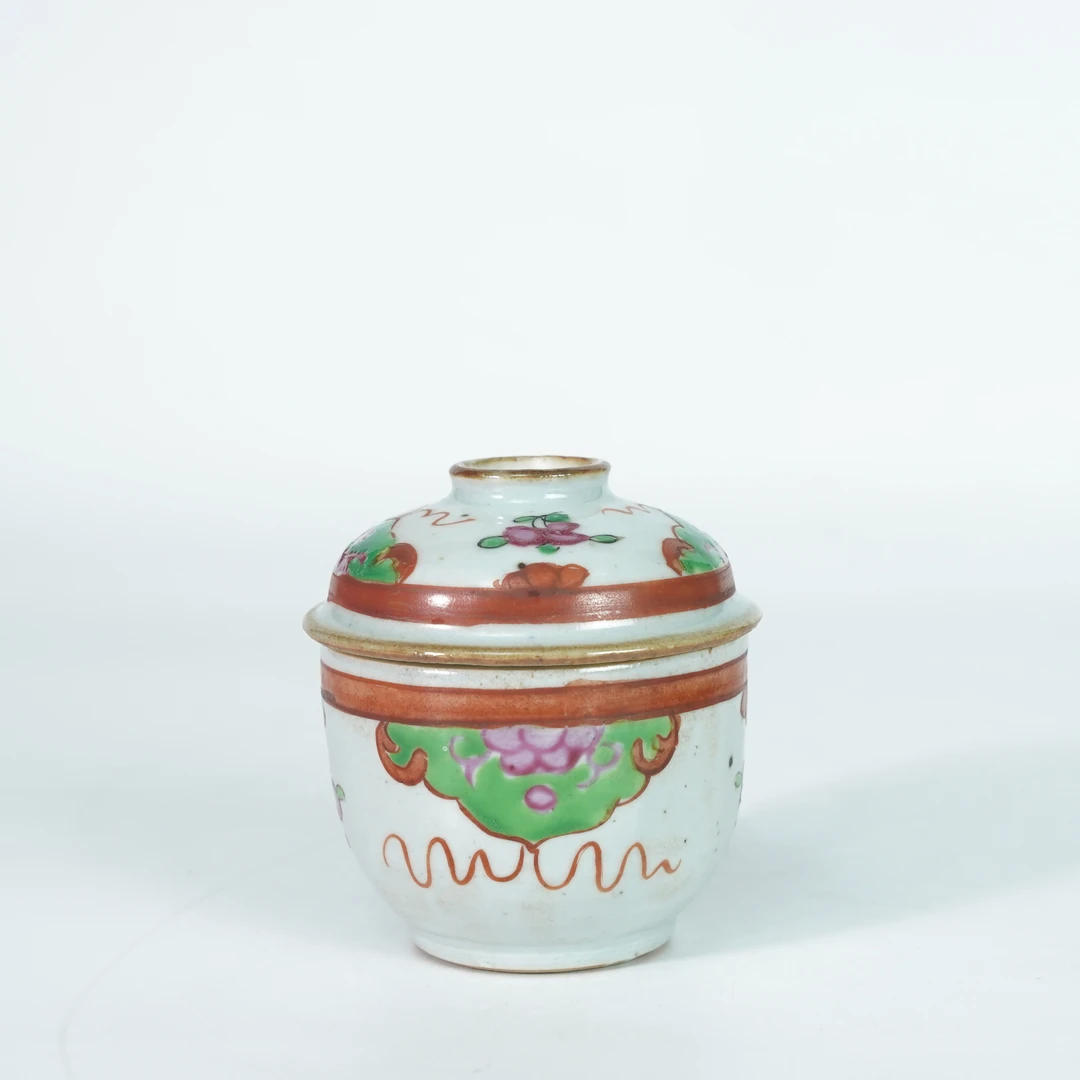 LCS251126010【十竹斋】清乾隆富贵牡丹粉彩盖缸