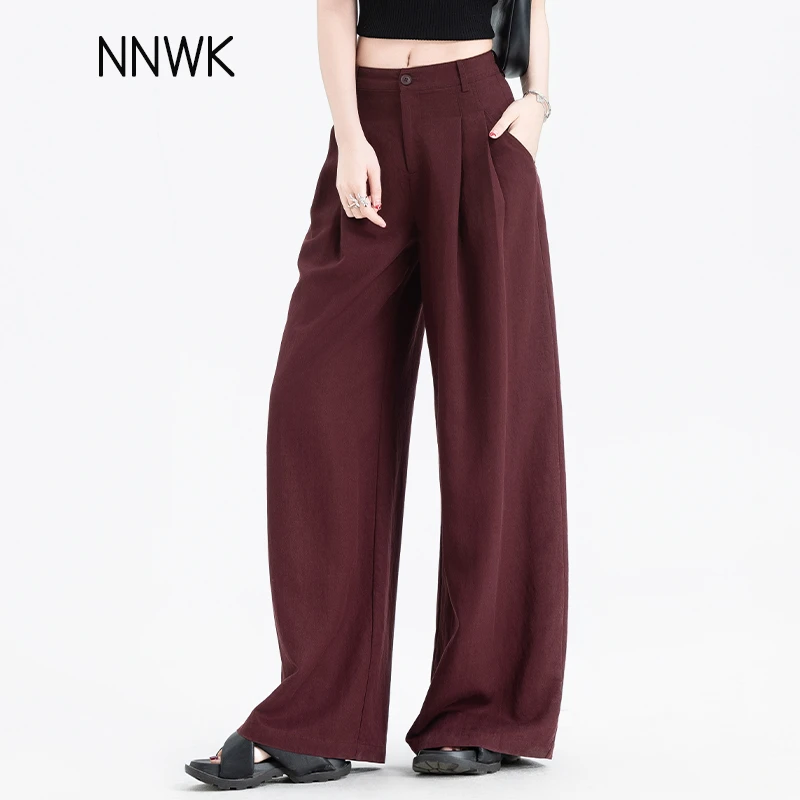 莱赛尔高腰垂感休闲裤西装阔腿裤葡萄紫女裤爆款2025新款夏季宽松