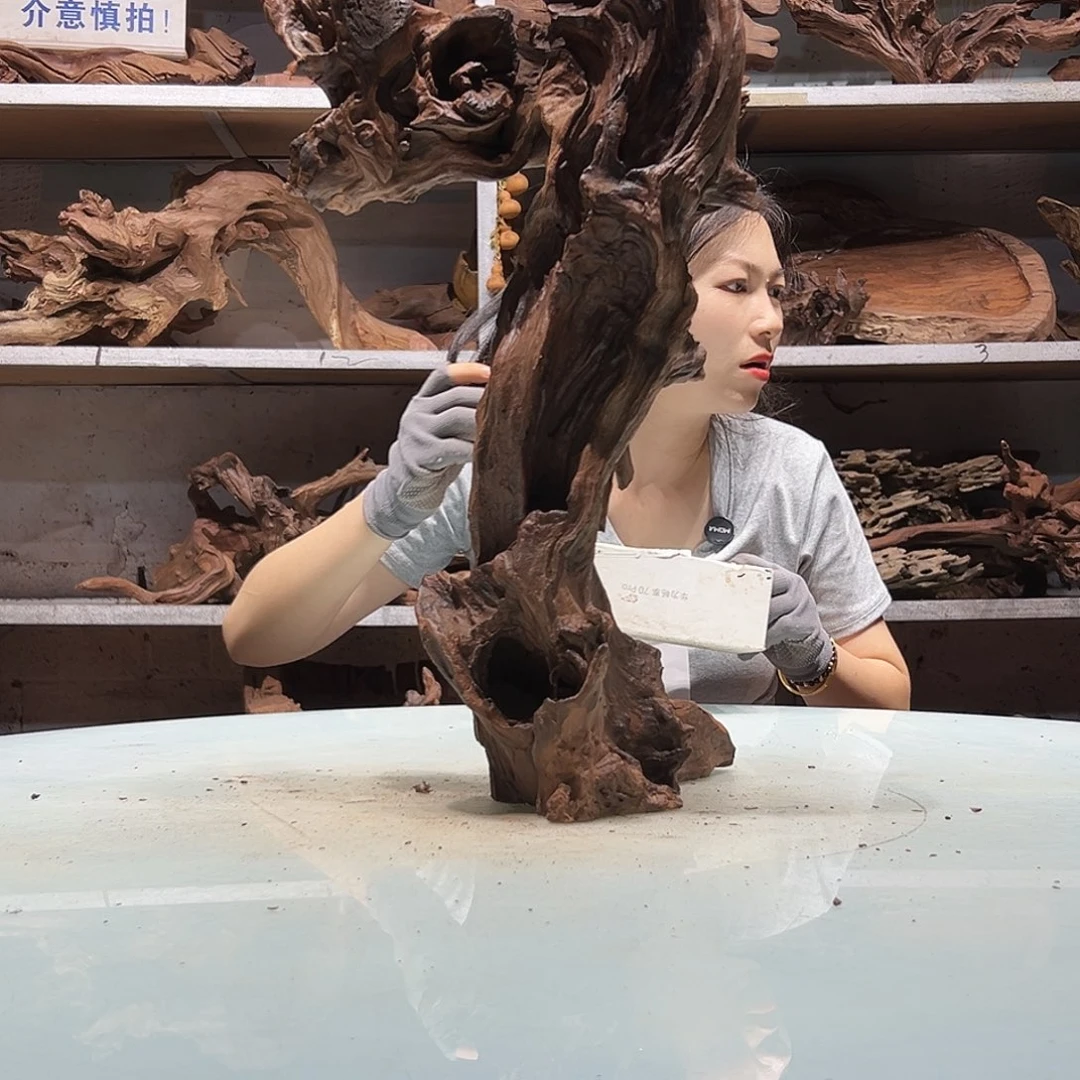 鱼***馆镂空紫柚沉木不包损5376