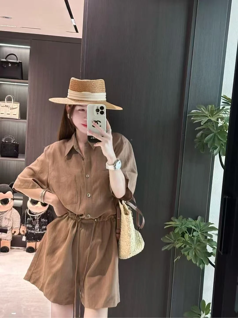 〔一体式连体套装〕欧货爆款宽松bf慵懒风独特连体短袖短裤