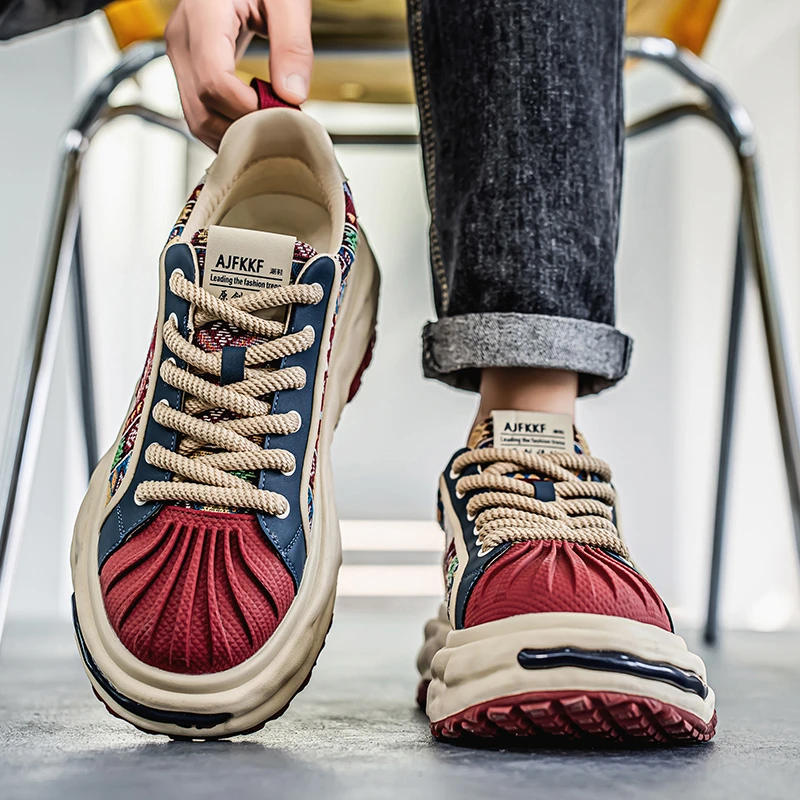 板鞋男秋季新款潮流运动休闲鞋青少年厚底增高防滑男鞋