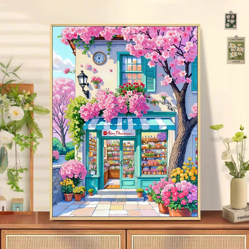 【小白定制】鲜花店2025新款十字绣满绣49色60*80cm【裸包无针】