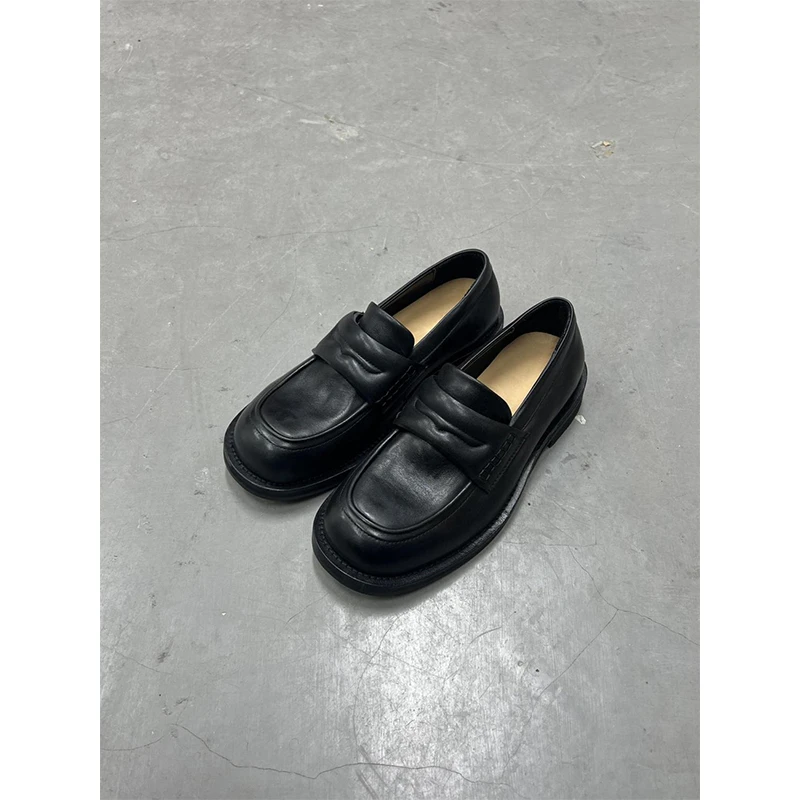 老钱痞帅乐福鞋男休闲潮款皮鞋男通勤厚底增高一脚蹬商务正装男鞋