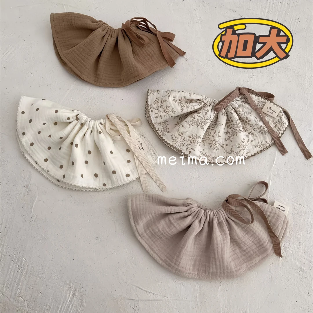 韩版纯棉纱布婴儿口水巾男女宝宝围嘴围兜加大系带口水兜儿童花瓣