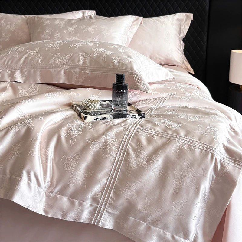 喜兹 洛可可 天丝棉提花四件套 轻奢高级丝滑埋绳宽边床上用品
