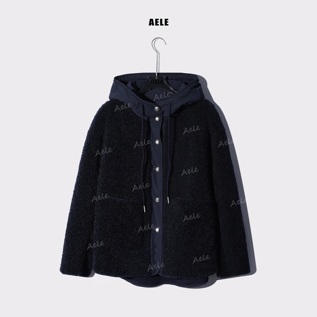 AELE【大泰迪】慵懒设计拼接宽松颗粒绒外套 R855 2866 AD