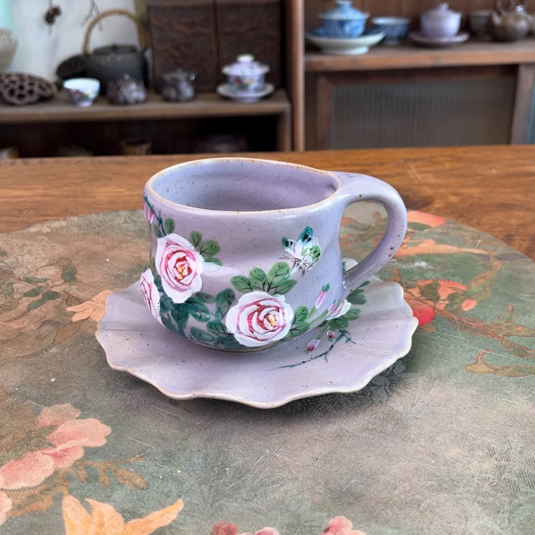 杯柴烧手工手绘陶瓷