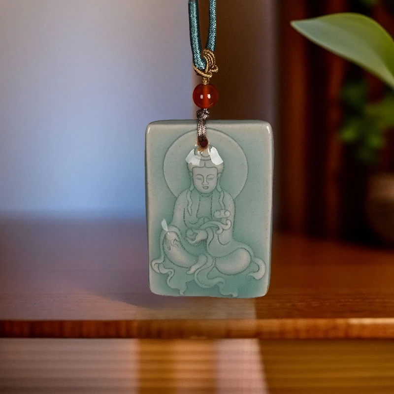非金属陶瓷吊坠 青瓷宫廷复古时尚百搭手工挂饰绳链挂件陶瓷项链