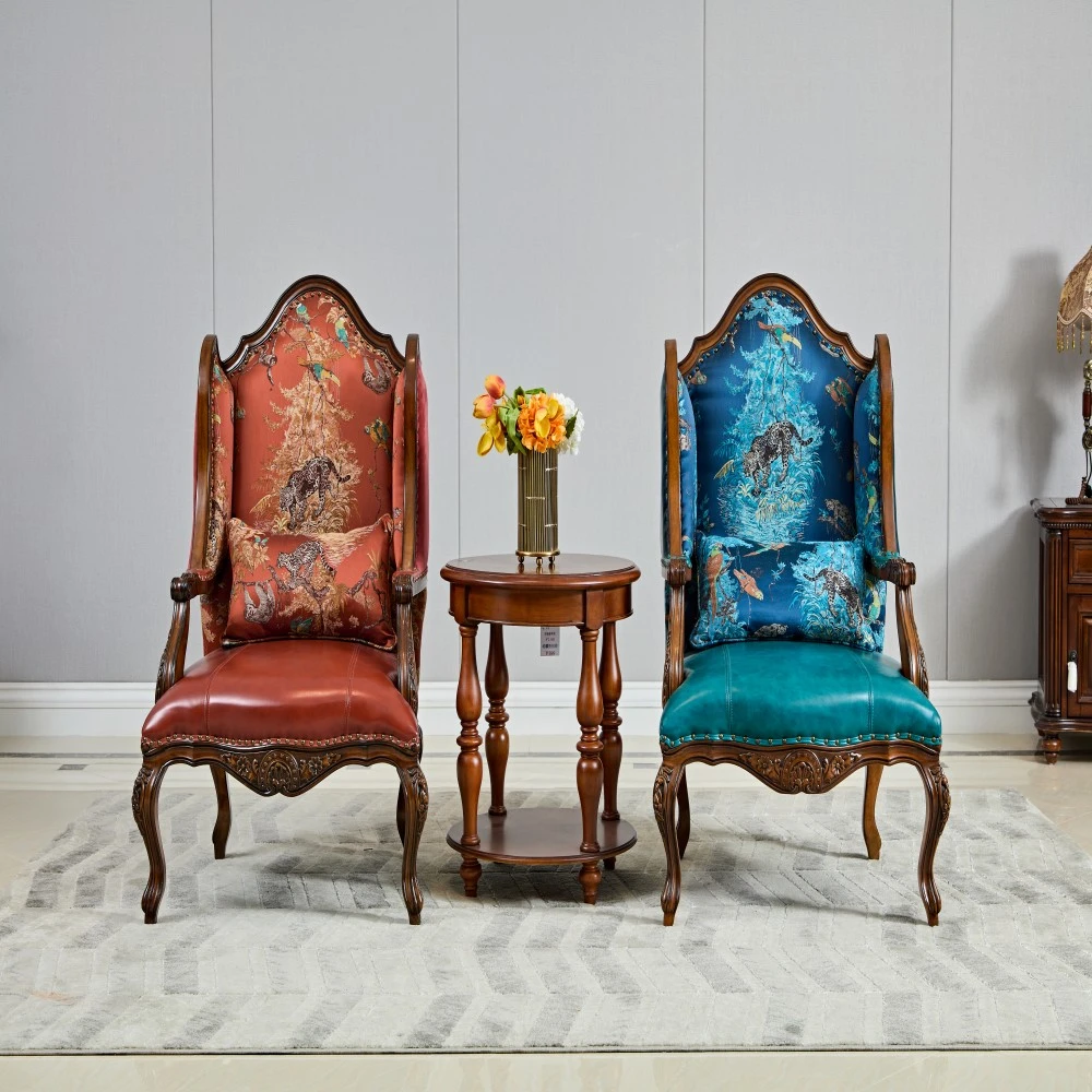 1017 美式鹅掌楸木客厅单人沙发椅 老虎椅 820*850*1220（坐高450）