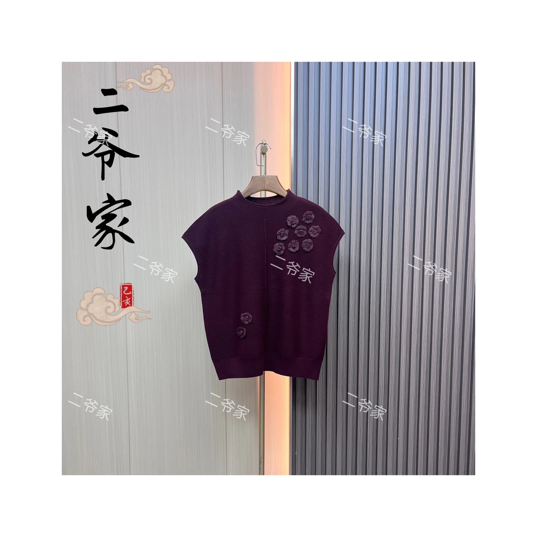 S88021109早秋显瘦套头立体贴花小圆领盖袖针织衫