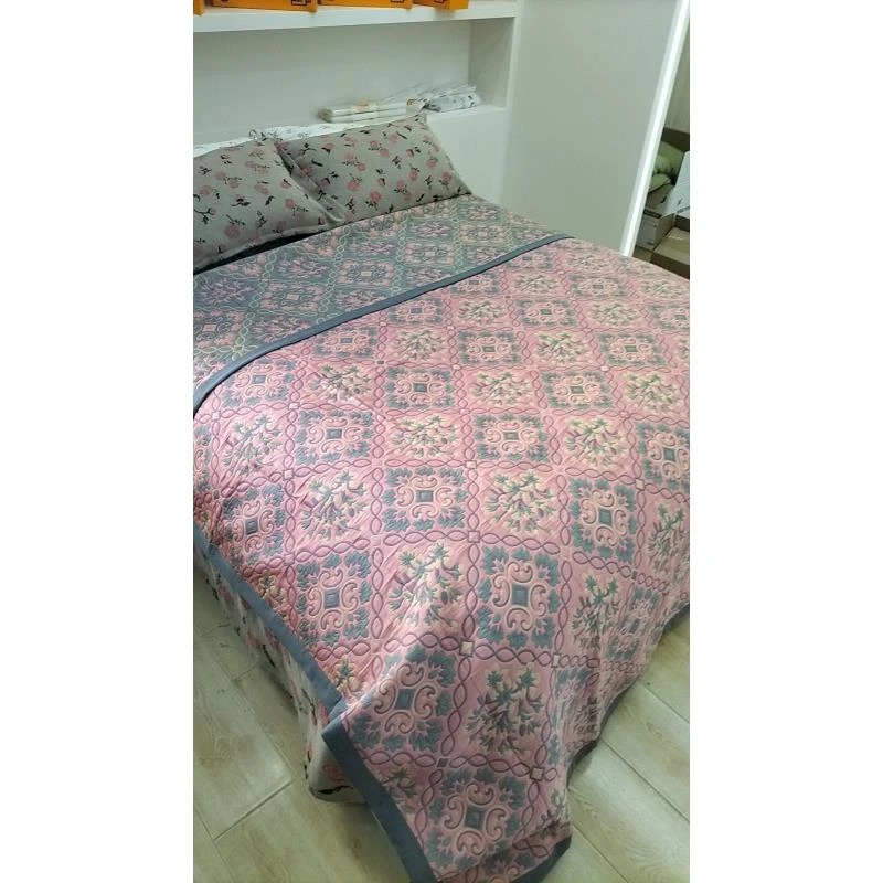 【京かわ会社】精梳棉精梳棉纱布编织床盖 200*230cm 四格花