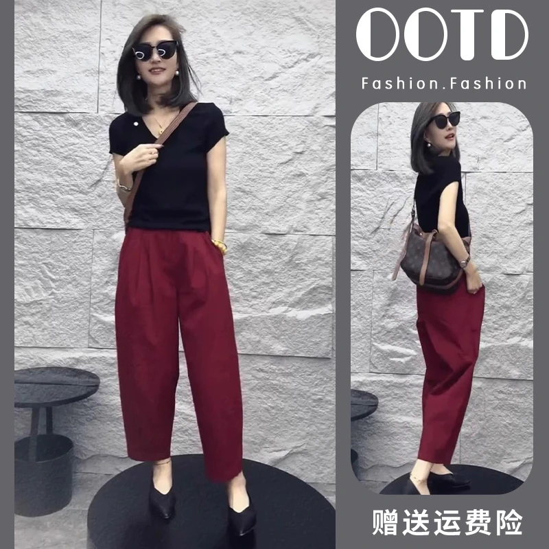 2025新款夏装搭配一整套时尚休闲裤子短袖盐系轻熟两件套装女夏季