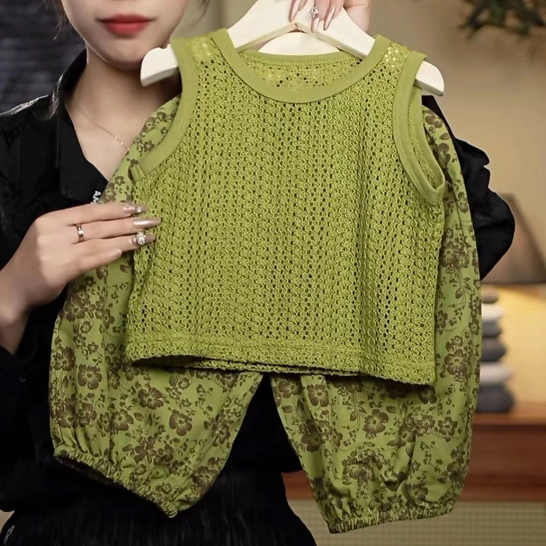 男童夏装套装2025新款儿童短袖两件套中小童无袖背心套装宝宝洋D