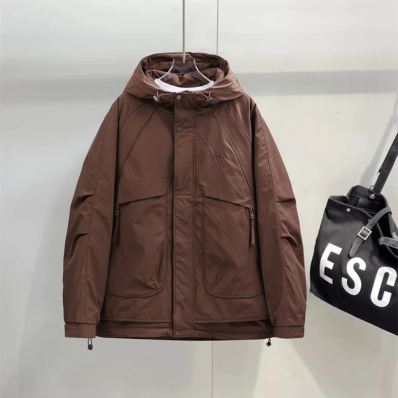 秋冬季薄款连帽棉衣外套防风防水户外夹克外套男上衣宽松痞帅潮流