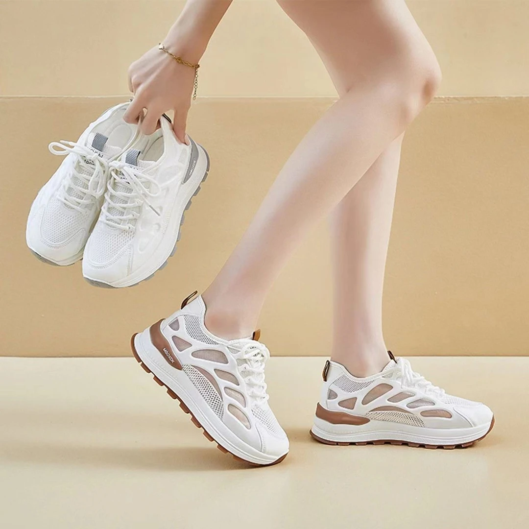 夏季女鞋新款透气网鞋子女韩版百搭小白鞋厚底运动鞋休闲老爹潮鞋