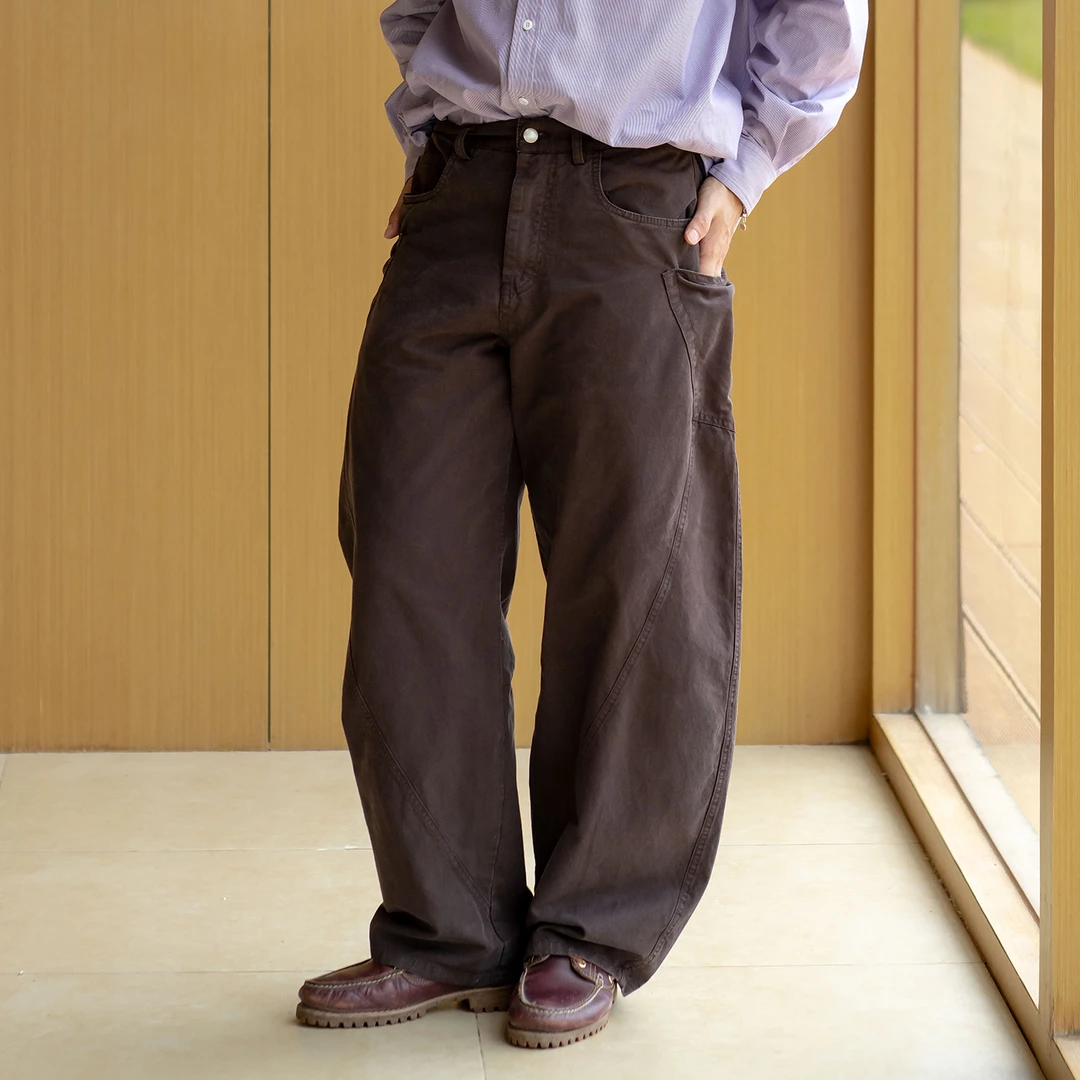 UrbanStandard日系复古弯刀工装裤男秋季宽松阿苏特染休闲长裤