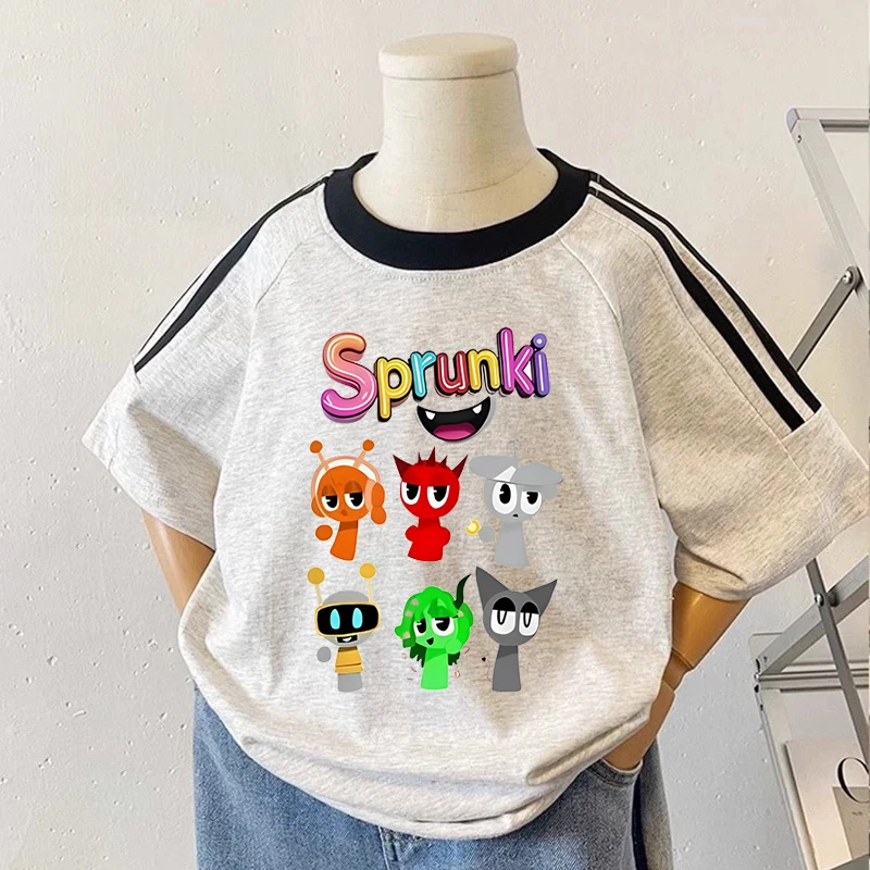 Sprunki音乐节奏盒子潮酷痞帅童装男童春装纯棉短袖T恤上衣服半袖